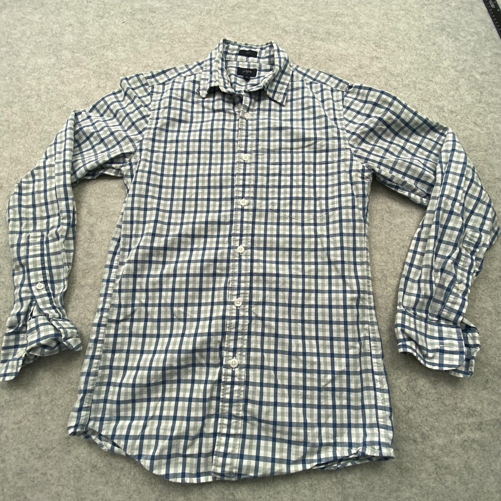 J Crew Shirt Mens XS Blue Check Slim Fit Long Sleeve Button Up Cotton Casual